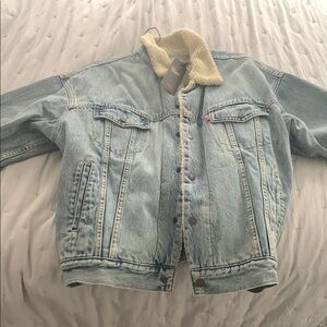 Levi's Light Blue Denim Jacket with Cream Sherpa Collar